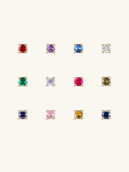 KOSINER 14K Solid Gold Birthstone Flat Back Stud