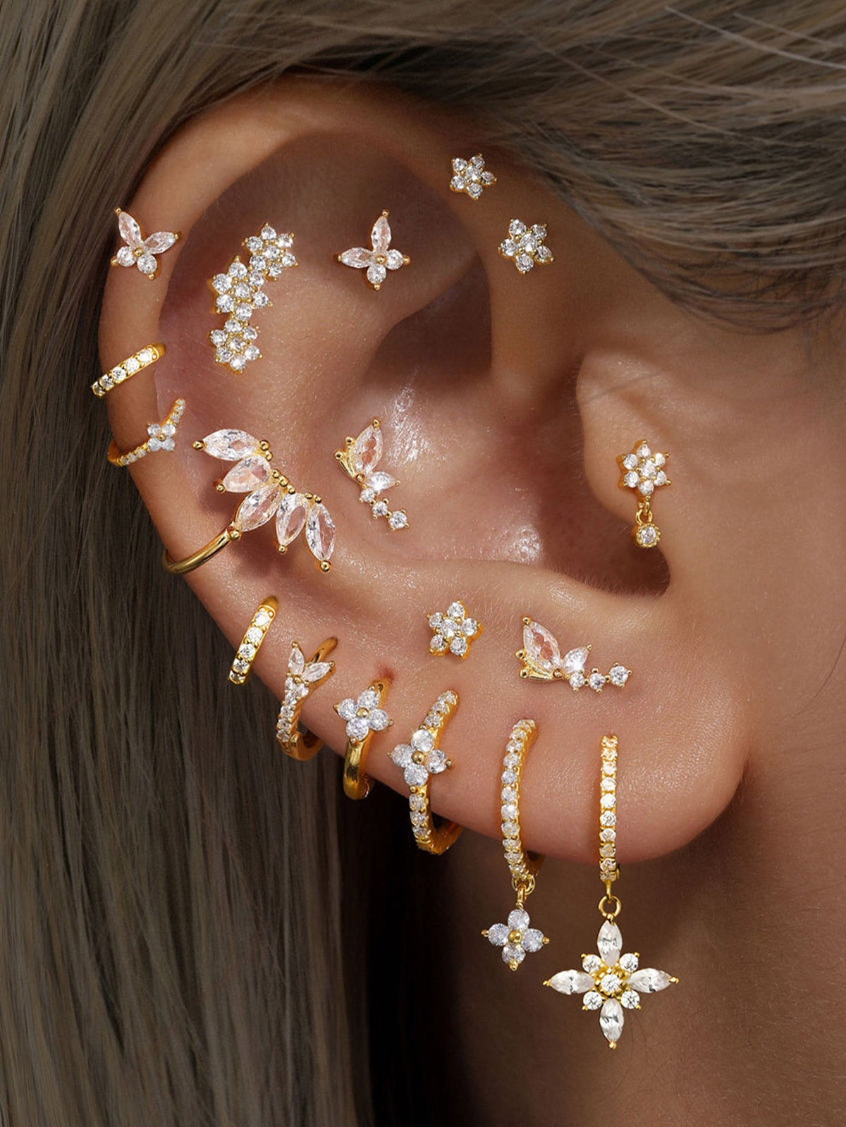 KOSINER 925 Sterling Silver Multi-Style Butterfly Flower Earring Set