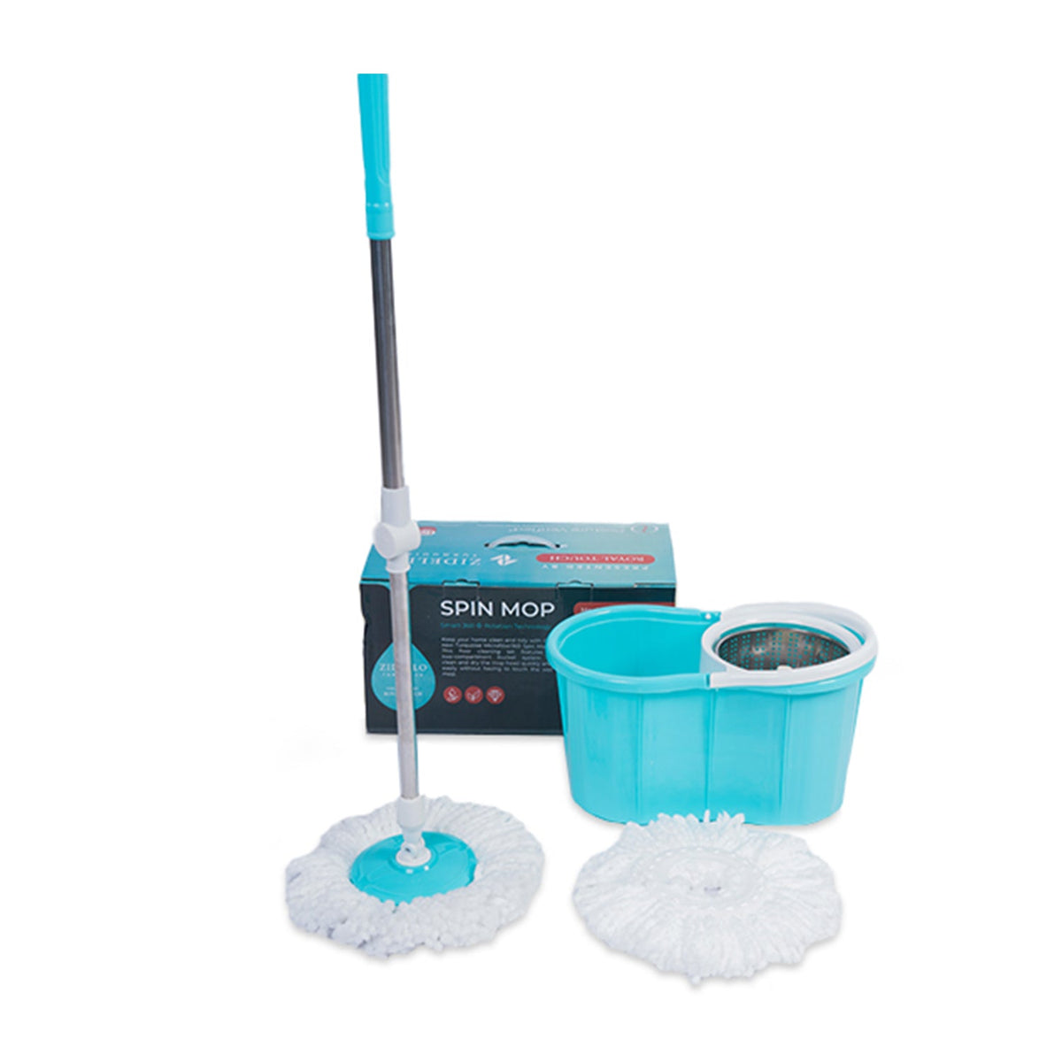 Zidello Spin Mop Plastic & Steel Bucket, 360-Degree with Microfiber Mop Head
