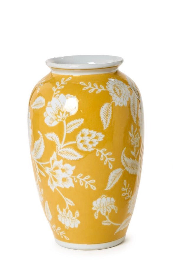 Flora and Fauna Yellow Floral Vases - Porcelain