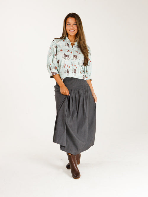 Laura Top Stretch Poplin Dogs and Drakes