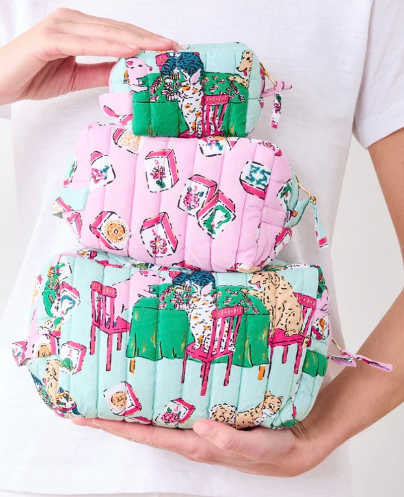 Mahjong Menagerie Three’s Best Pouch Set- Pale Jade
