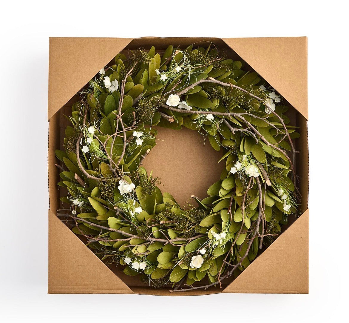 Hand-Crafted Carved Willow Wood Wreath