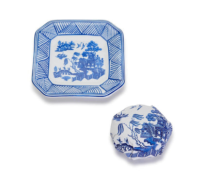 Blue Willow Sandalwood French Milled Soap with Porcelain Tray