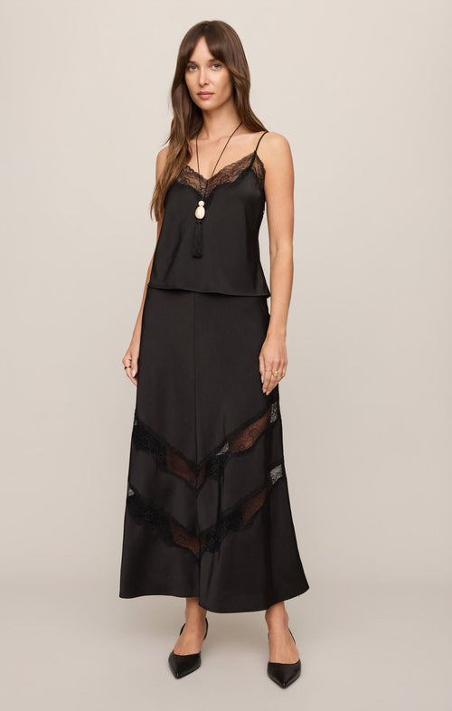 Kori Lace Inset Skirt - Black