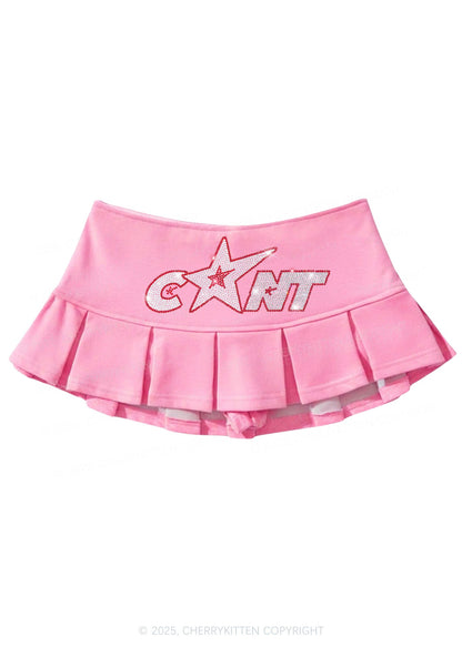 Rhinestone Star Cxxt Y2K Mini Pleated Skirts Cherrykitten