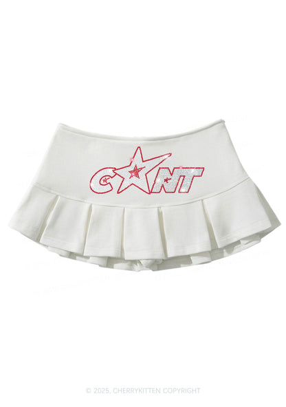 Rhinestone Star Cxxt Y2K Mini Pleated Skirts Cherrykitten