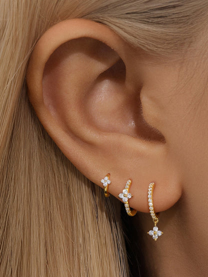 KOSINER 925 Sterling Silver Versatile Four-Petal Flower Set