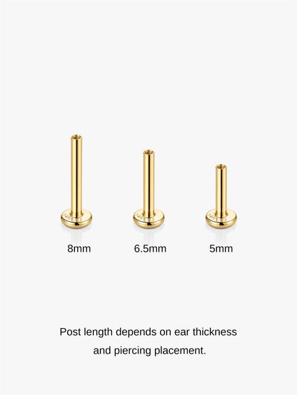 KOSINER 14K Solid Gold Glossy Petal Arc Flat Back Stud