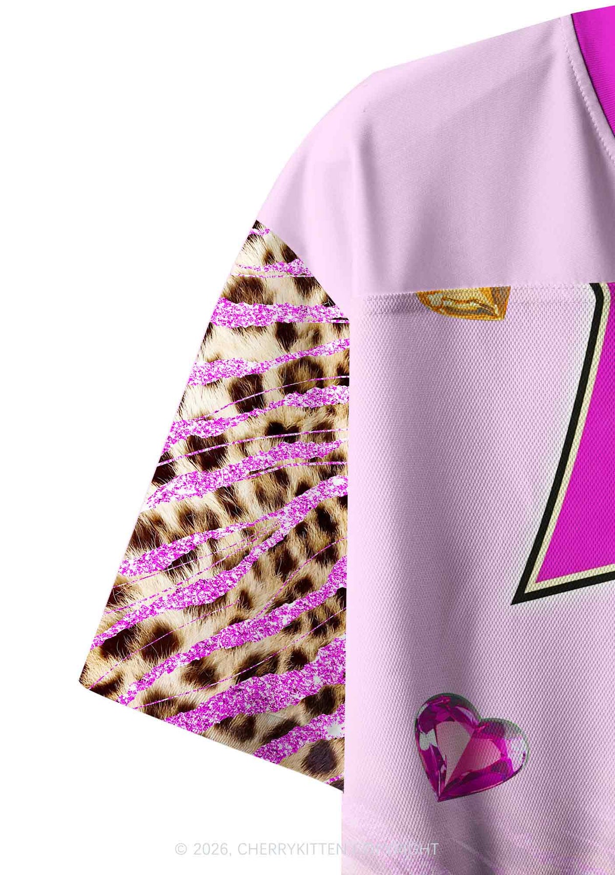 Autistic Cxxt Pink Leopard Y2K Crop Sport Jersey Shirts Cherrykitten