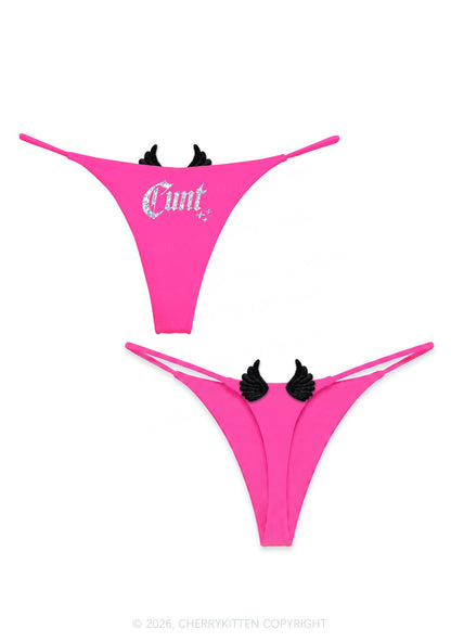 Glitter Special Cxxt Y2K Goth Angel Wings Bikini String Thong Cherrykitten