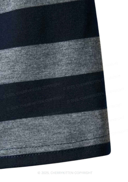 Red Stargirl Y2K Navy Grey Striped Mini Skirt Cherrykitten