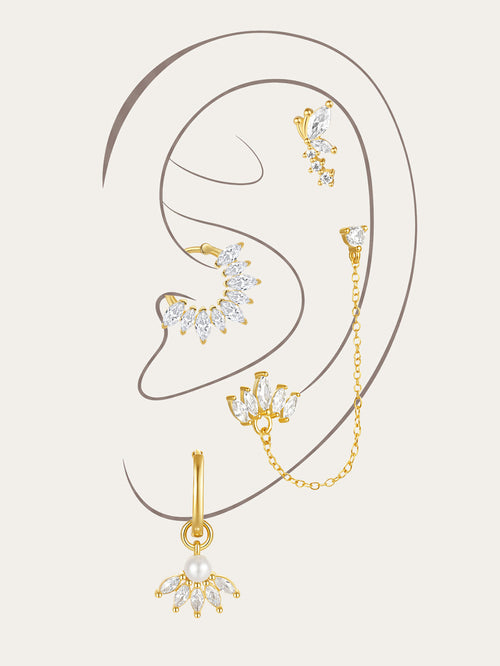 KOSINER 925 Sterling Silver Versatile Marquise Set