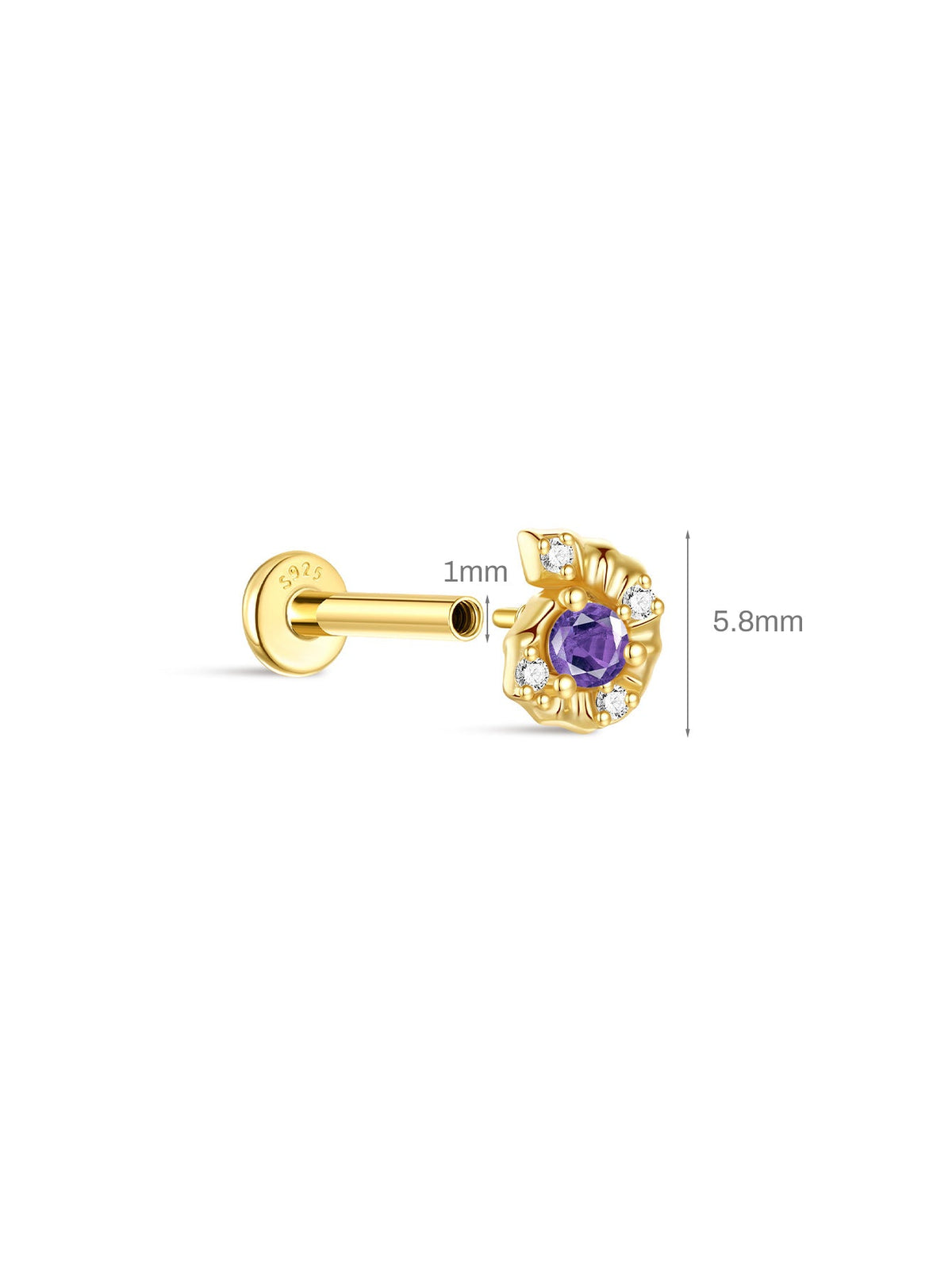 KOSINER Seaspritz 925 Sterling Silver Beach Conch Flat Back Stud