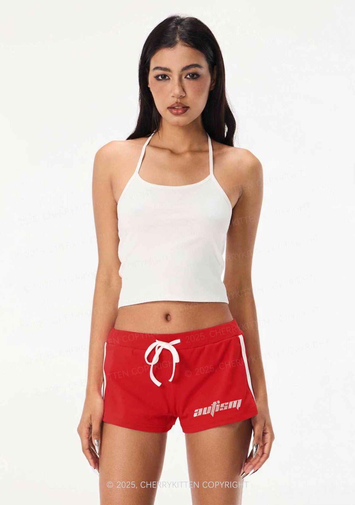 Rhinestone Mini Autism Y2K Drawstring Mini Shorts Cherrykitten
