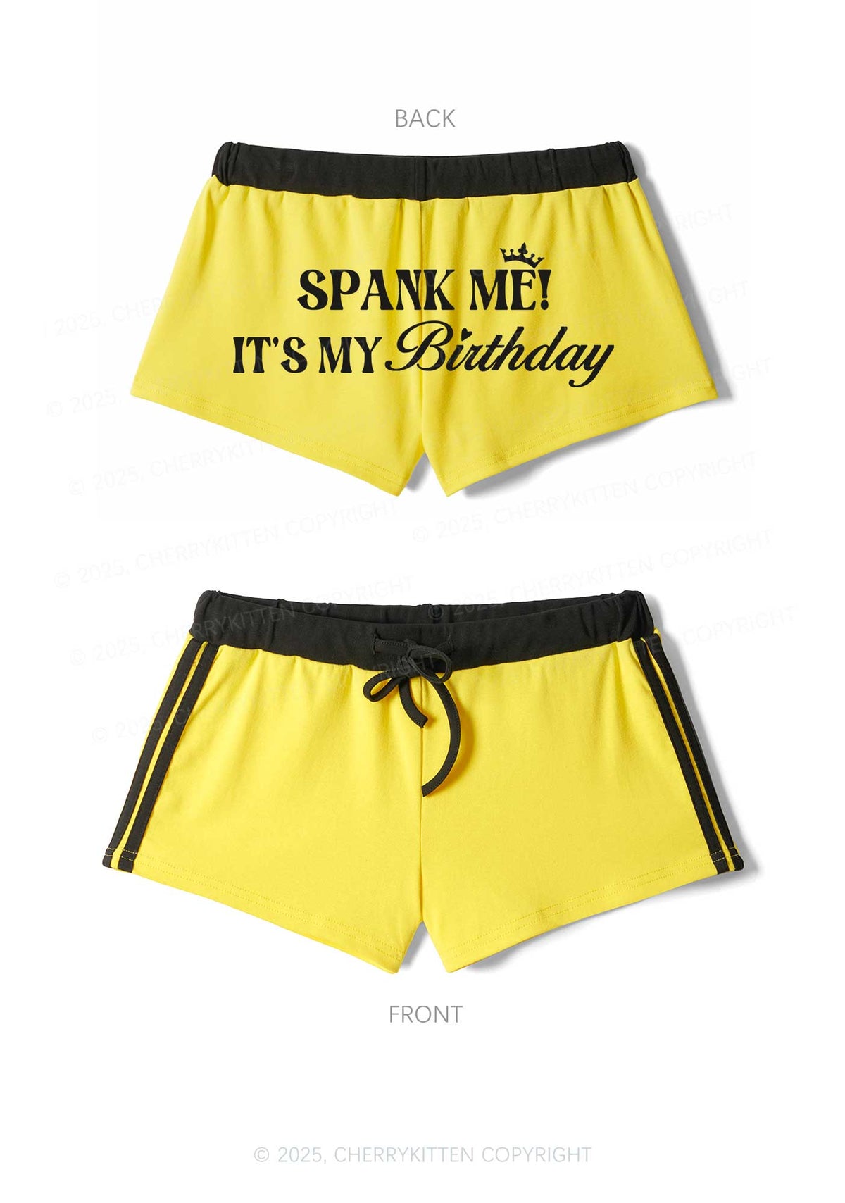 Spank Me Its My Birthday Y2K Drawstring Mini Shorts Cherrykitten