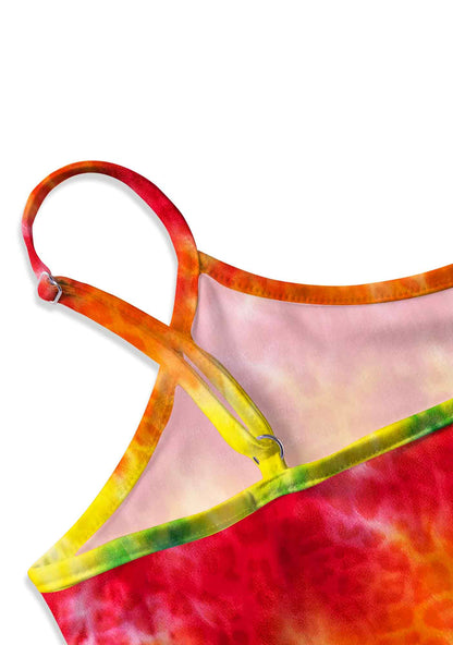 Rainbow Leopard Tie Dye Pride Y2K Print Slip Dress Cherrykitten