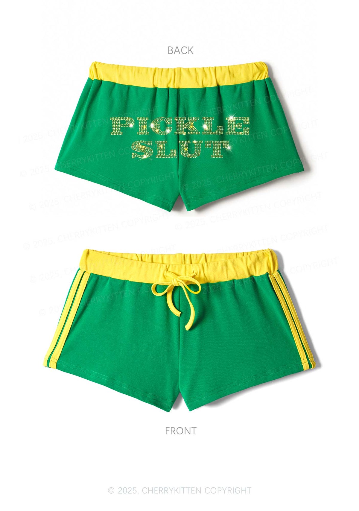 Rhinestone Pickle Slxt Y2K Drawstring Mini Shorts Cherrykitten