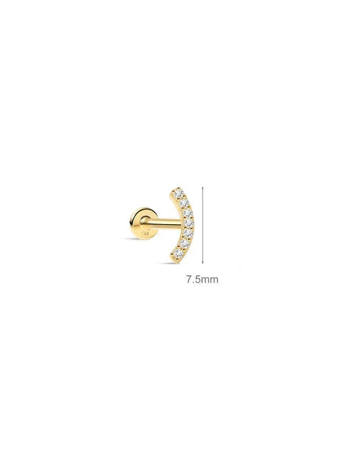 KOSINER 14K Solid Gold Elegant Pave Curved Flat Back Stud