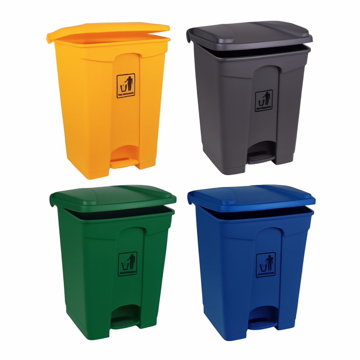 Zidello 50L Plastic Pedal Bin (61 cm × 40 cm × 42 cm) – Durable Foot-Opera (Random colours)