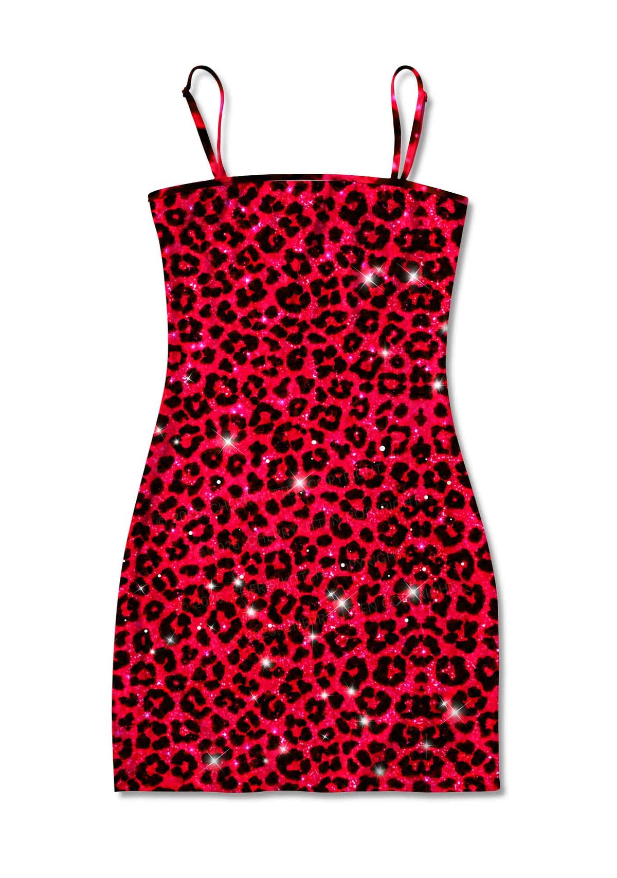 Bright Red Leopard Y2K Print Slip Dress Cherrykitten