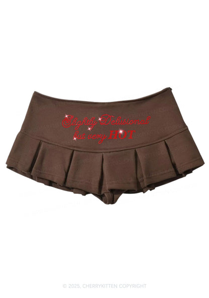 Rhinestone Slightly Delusional But Very Hot Y2K Mini Pleated Skirts Cherrykitten