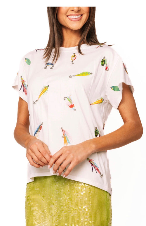 Multi Fishing Lure Tee-White