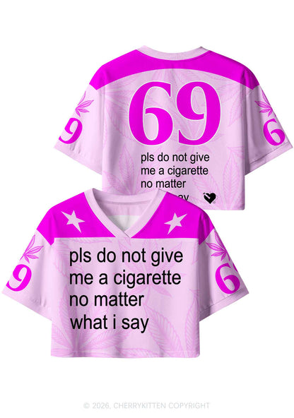 Pls Dont Give Me Cigarette Y2K Crop Sport Jersey Shirts Cherrykitten