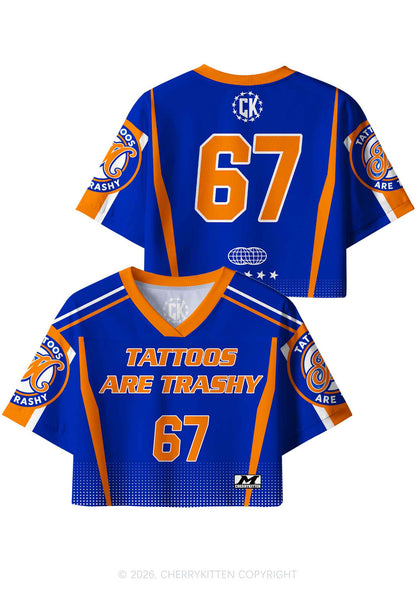 Blue Tattoos Are Trashy Y2K Crop Sport Jersey Shirts Cherrykitten