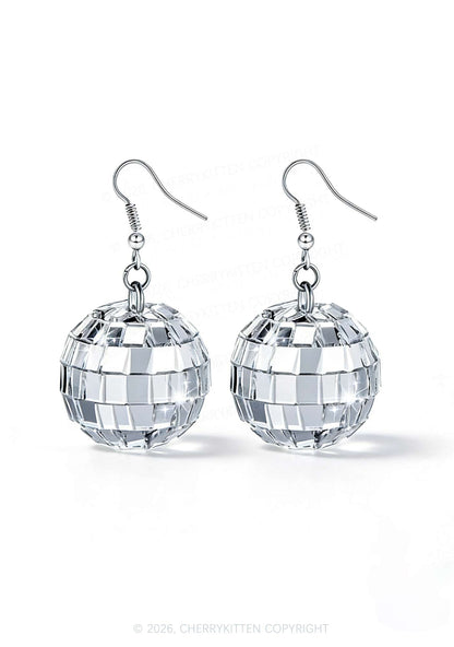 Metal Disco Ball Y2K Earrings Cherrykitten