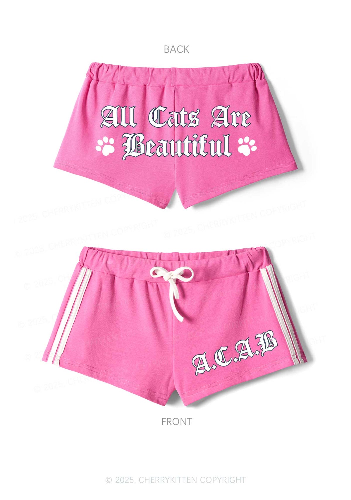 ACAB Cats Y2K Drawstring Mini Shorts Cherrykitten