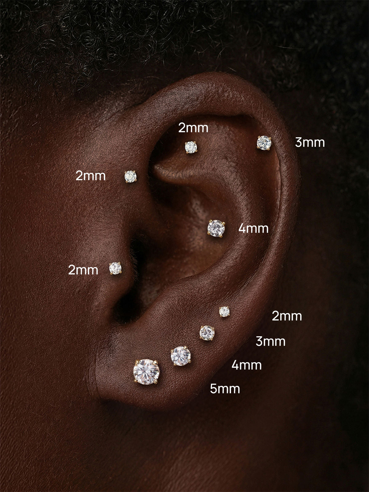 KOSINER 14K Solid Gold Minimalist Flat Back Stud