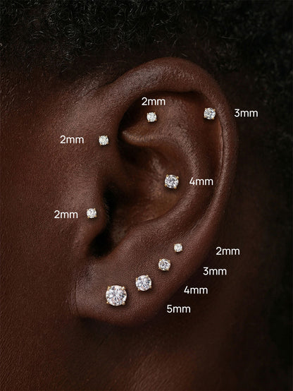 KOSINER 14K Solid Gold Minimalist Flat Back Stud