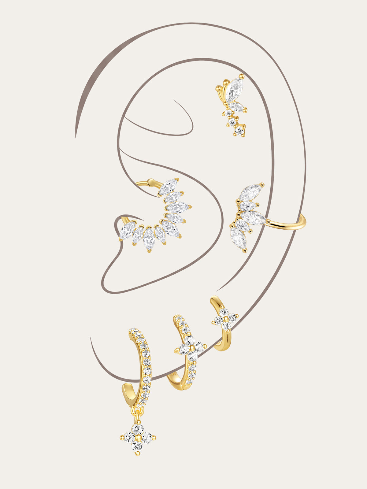 KOSINER 925 Sterling Silver Elegant Petal Set