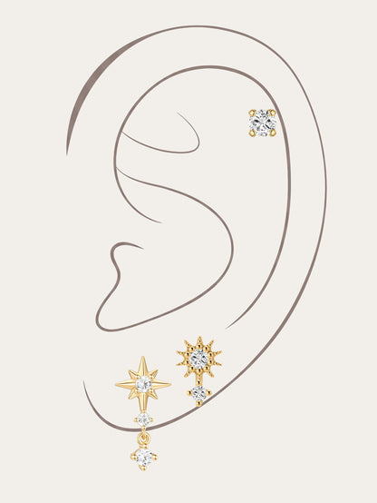 KOSINER 14K Solid Gold Delicate Star Drop Set