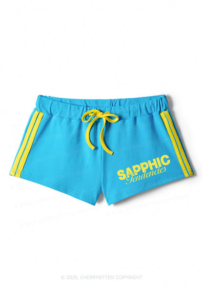 Sapphic Tendencies Pride Y2K Drawstring Mini Shorts Cherrykitten
