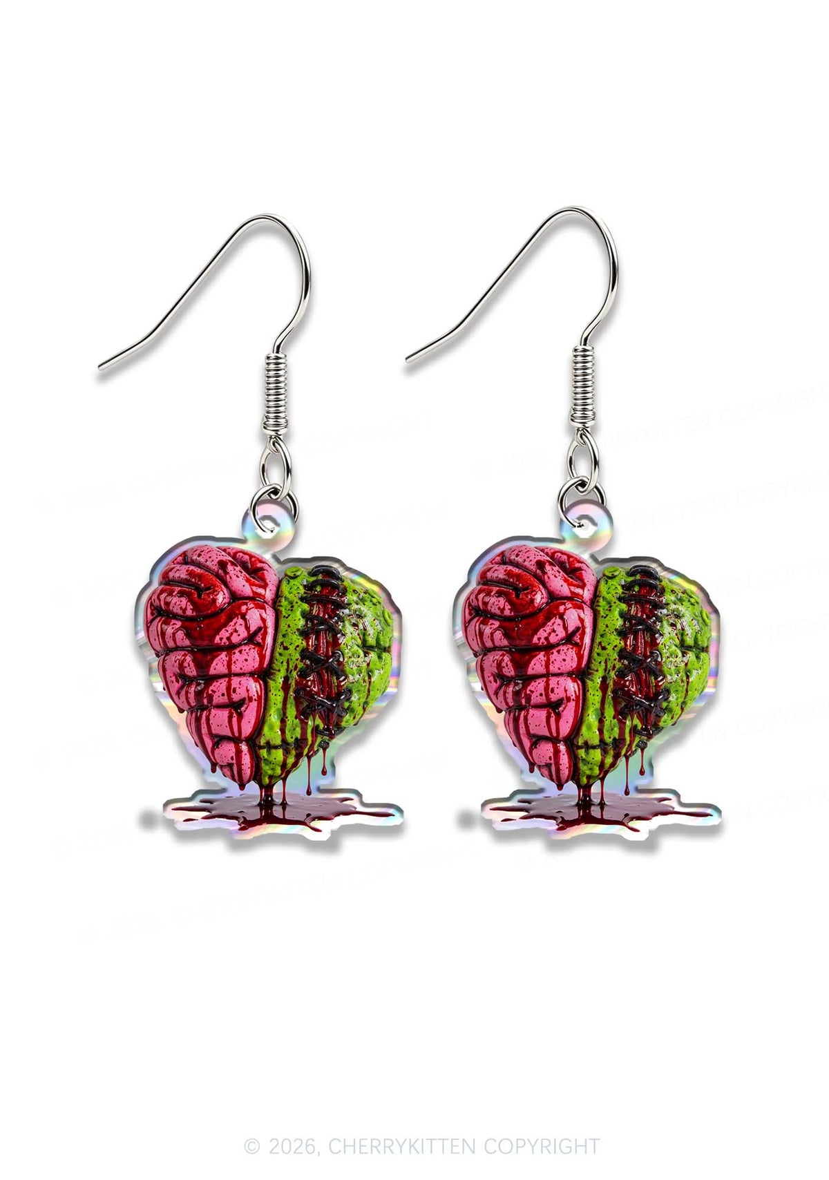 Halloween Blood Heart Brain Y2K Acrylic Earrings Cherrykitten