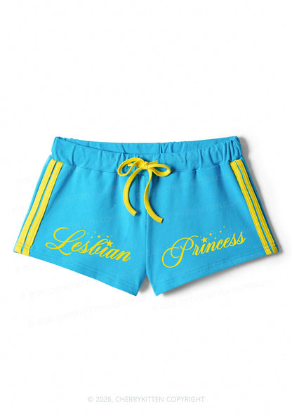 Lesbian Princess Pride Y2K Drawstring Mini Shorts Cherrykitten
