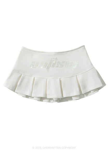 Rhinestone Autism Y2K Mini Pleated Skirts Cherrykitten