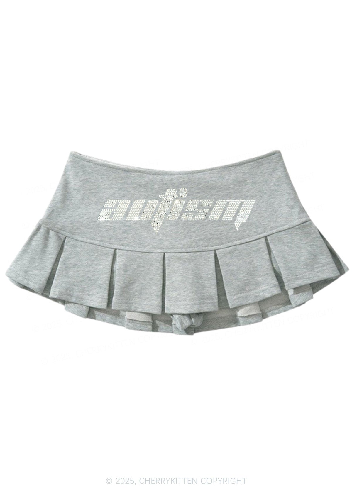 Rhinestone Autism Y2K Mini Pleated Skirts Cherrykitten