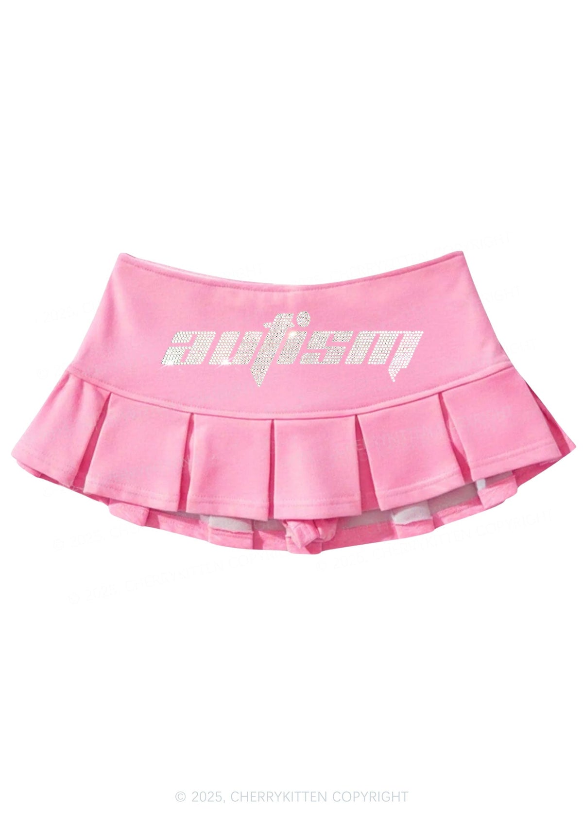 Rhinestone Autism Y2K Mini Pleated Skirts Cherrykitten