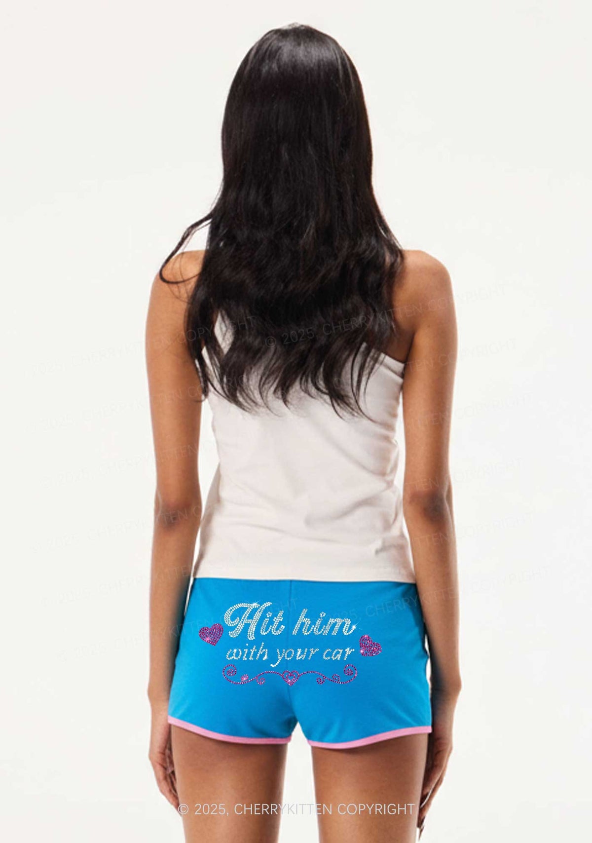 Rhinestone Hit Him Y2K Booty Shorts Cherrykitten