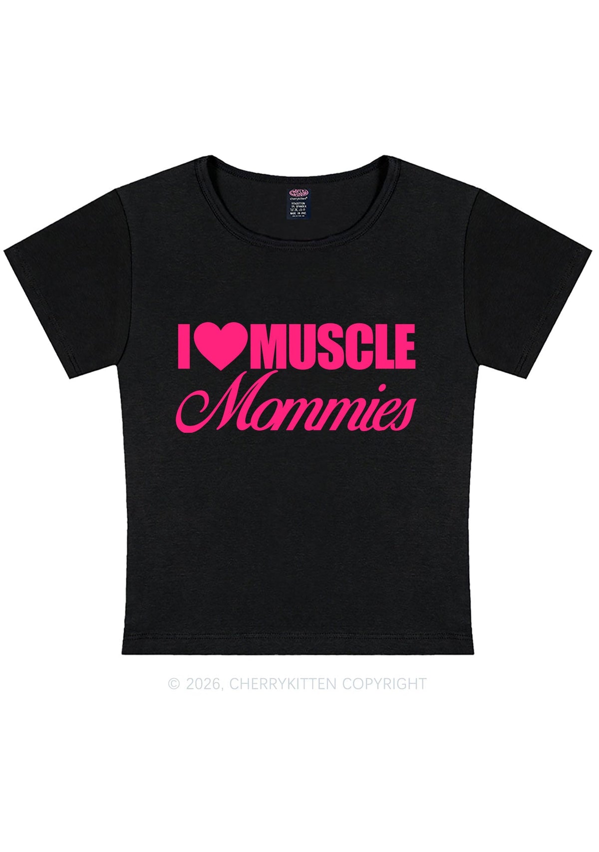 I Love Muscle Mommies Y2K Baby Tee Cherrykitten