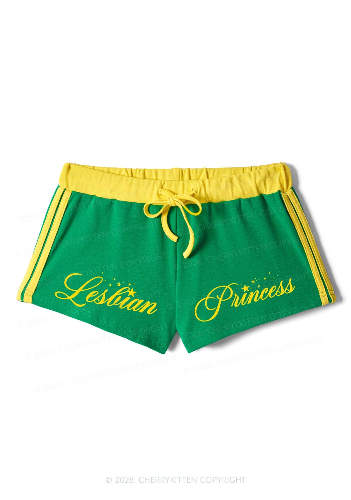 Lesbian Princess Pride Y2K Drawstring Mini Shorts Cherrykitten
