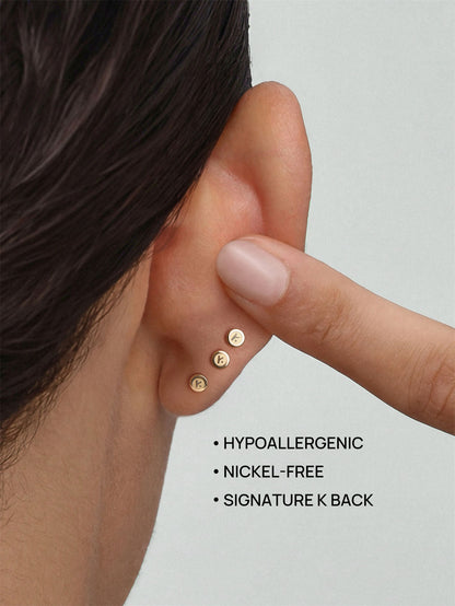 KOSINER 14K Solid Gold Glossy Petal Arc Flat Back Stud