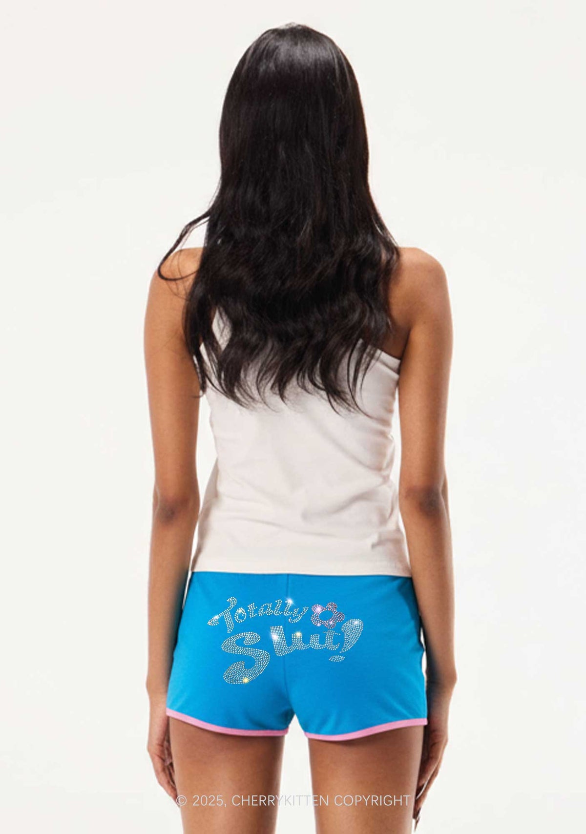 Rhinestone Totally Slxt Y2K Booty Shorts Cherrykitten
