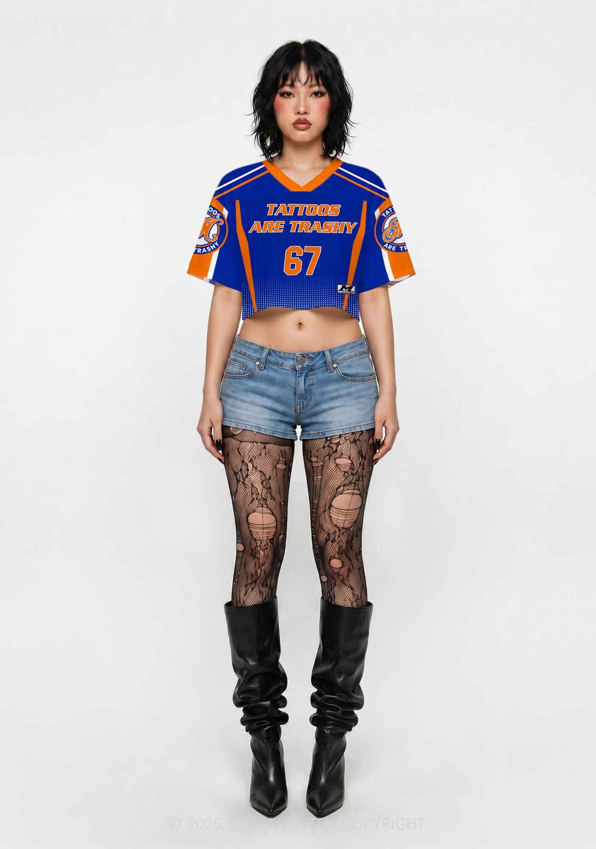 Blue Tattoos Are Trashy Y2K Crop Sport Jersey Shirts Cherrykitten