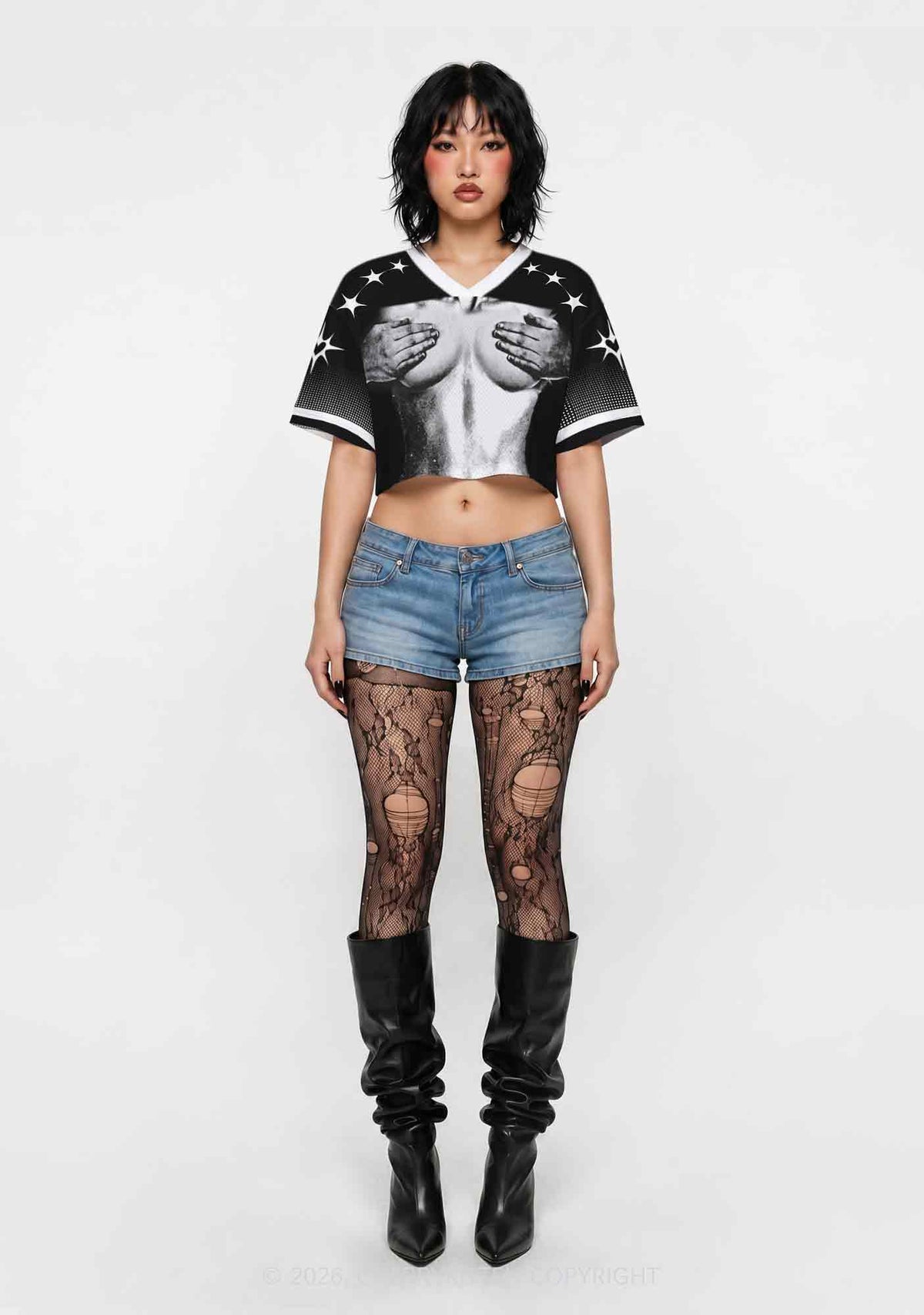 Black Touch Bxxbs Y2K Crop Sport Jersey Shirts Cherrykitten