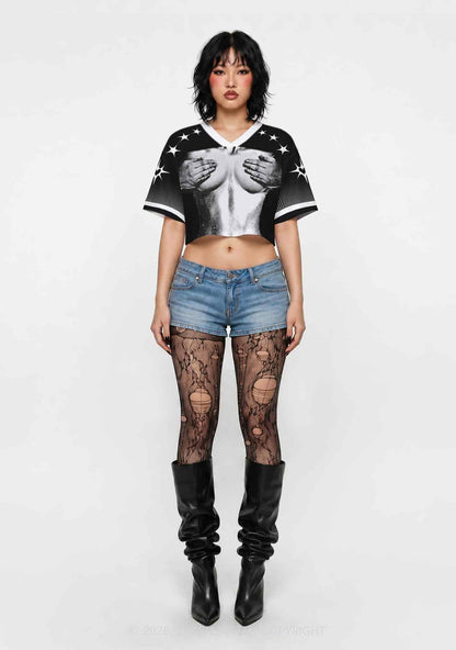 Black Touch Bxxbs Y2K Crop Sport Jersey Shirts Cherrykitten
