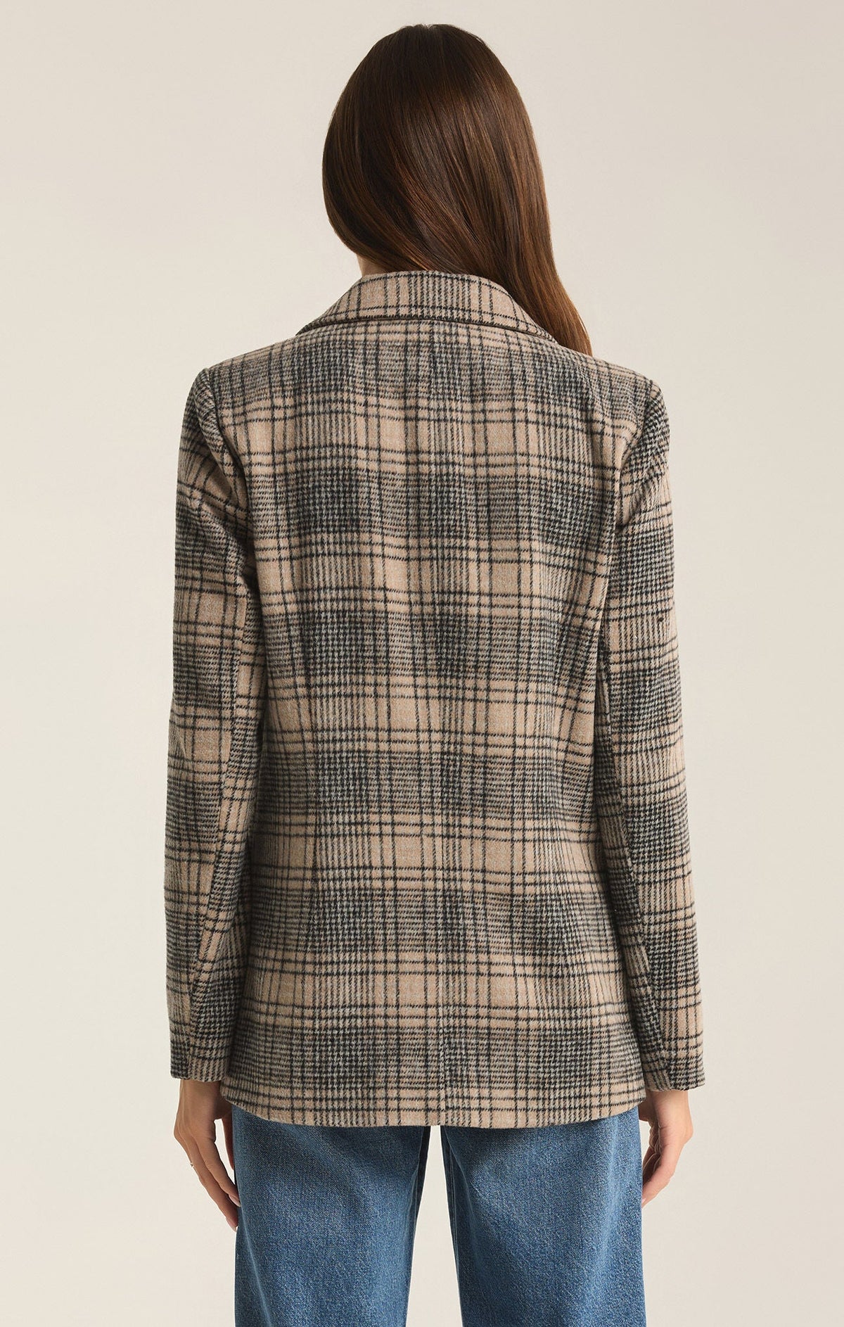 Kingston Relaxed Plaid Blazer- Earthen Grey